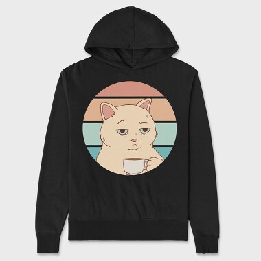 Bored Cat With Coffee, Unisex Men's Hoodie