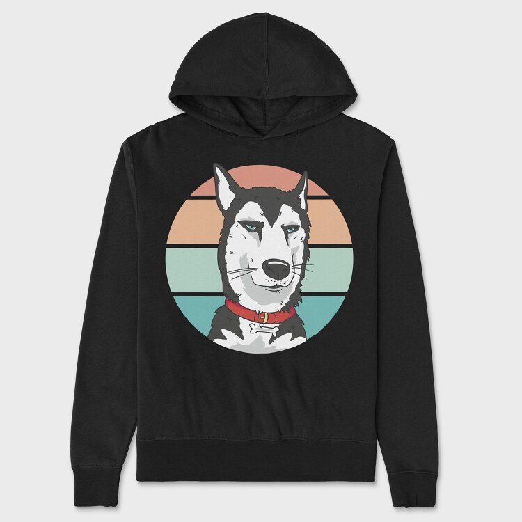Bored Husky Dog, Unisex Men's Hoodie
