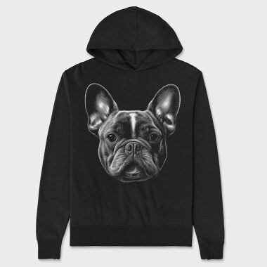 Bulldog Portrait Monochrome, Unisex Men's Hoodie