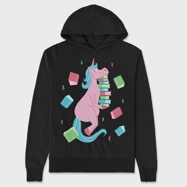 Unicorn Book Lover, Unisex Men's Hoodie