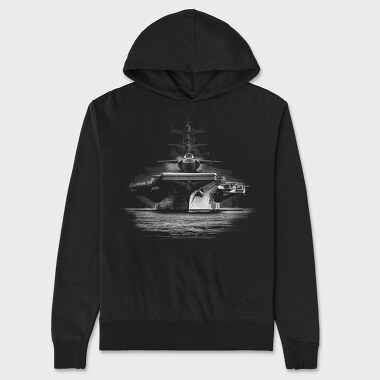 Jet Aircraft Carrier Monochrome, Unisex Men's Hoodie
