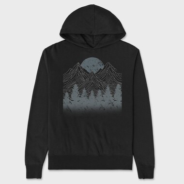 Lineal Mountains Pine Trees, Unisex Men's Hoodie