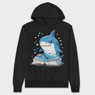 Cute Shark Reading, Unisex Men's Hoodie