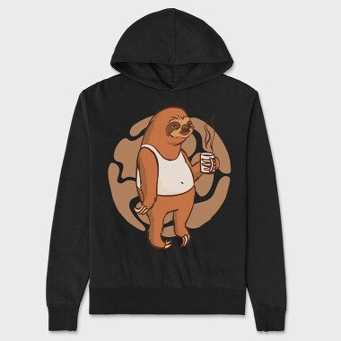 Sloth With Coffee Mug, Unisex Men's Hoodie
