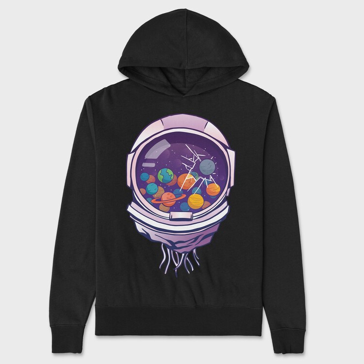 Astronaut Helmet And Planets, Unisex Men's Hoodie
