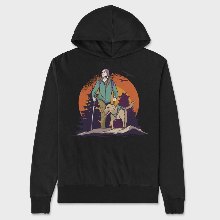HikingDogForestTshirt, Unisex Men's Hoodie