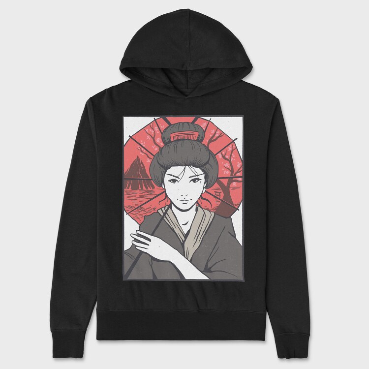 Geisha Umbrella, Unisex Men's Hoodie