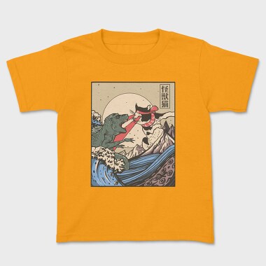 Kids' T-Shirt, Kaiju Vs Cat