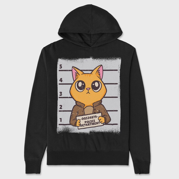 Mugshot Cat, Unisex Men's Hoodie