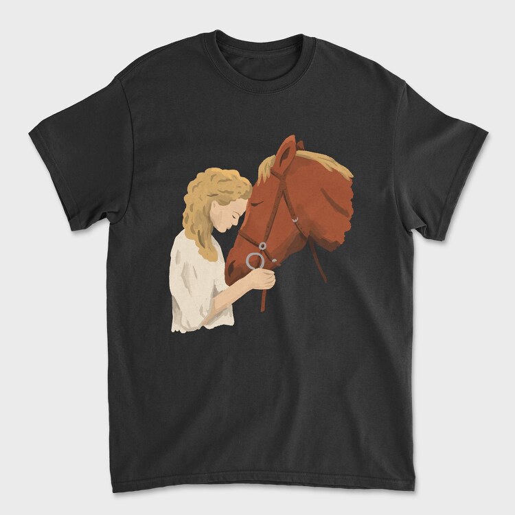 Girl Horse Watercolor, Unisex Men's T-Shirt