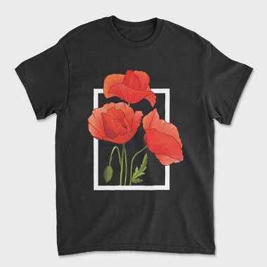 Watercolor Poppies, Unisex Men's T-Shirt