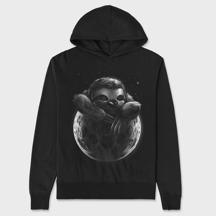 Sloth Moon Monochrome, Унисекс Мъжко Суичър