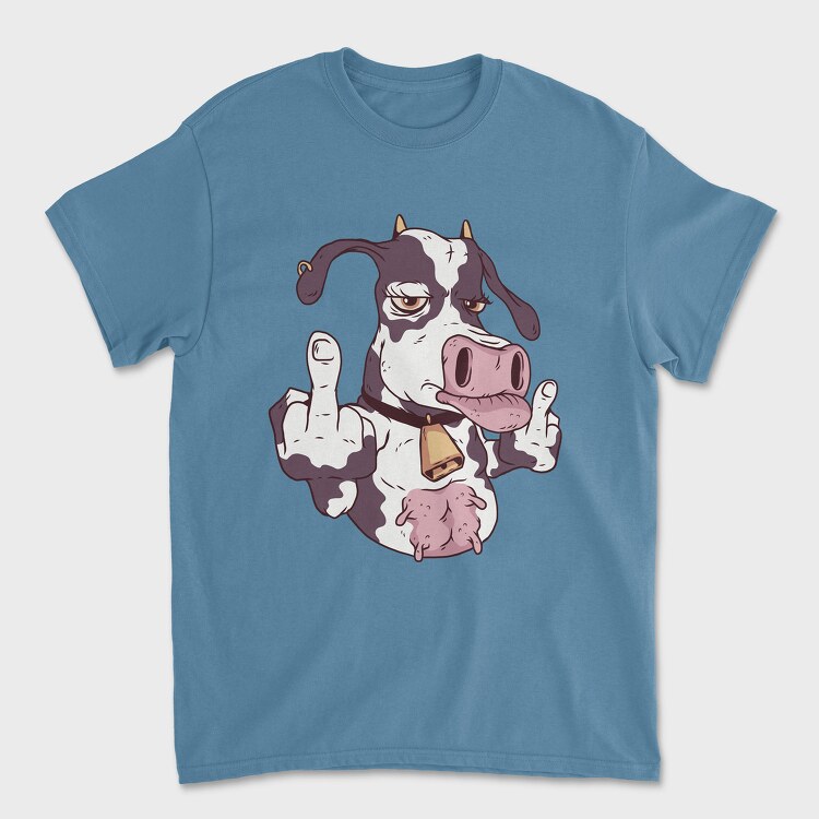 Cow Cartoon Middle Finger, Unisex Men's T-Shirt