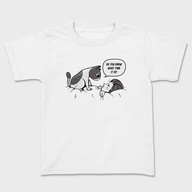 Kids' T-Shirt, Cat Waking Up Girl
