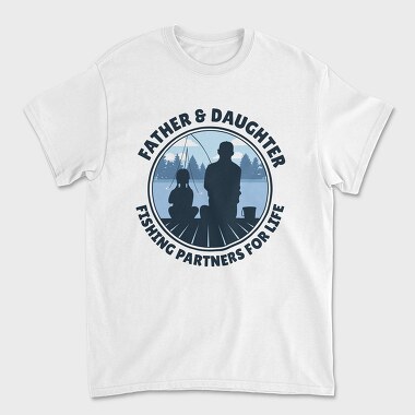 Father And Daughter Fishing, Unisex Men's T-Shirt