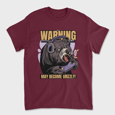 Gaming Bear Angry, Unisex Men's T-Shirt