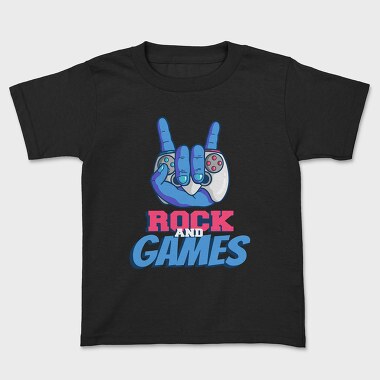 Rock And Games, Kids' T-Shirt