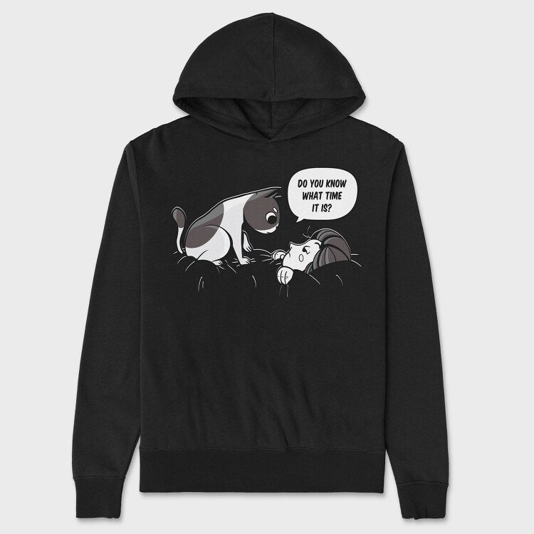 Cat Waking Up Girl, Unisex Men's Hoodie
