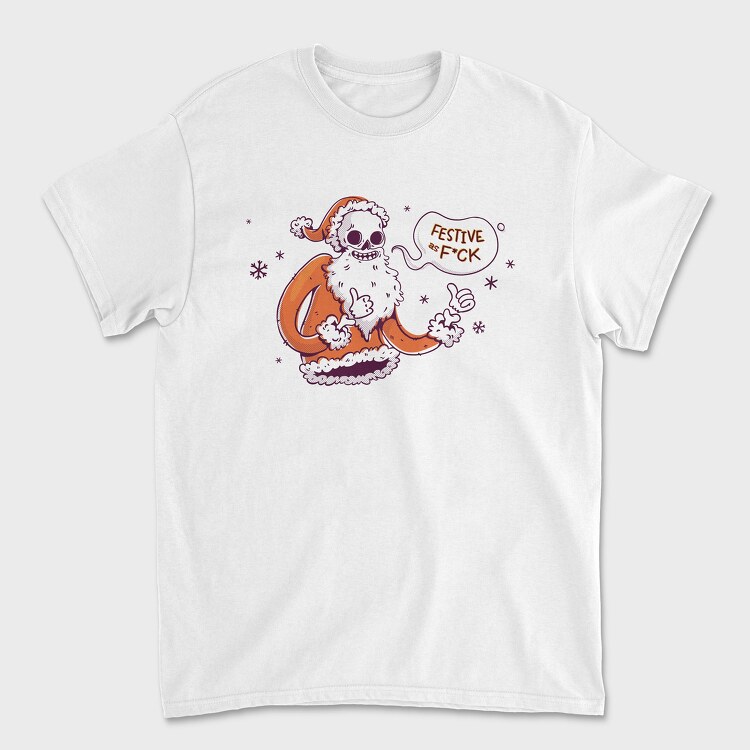 Anti Christmas Vintage Retro Skeleton Santa, Унисекс Мъжка Тениска