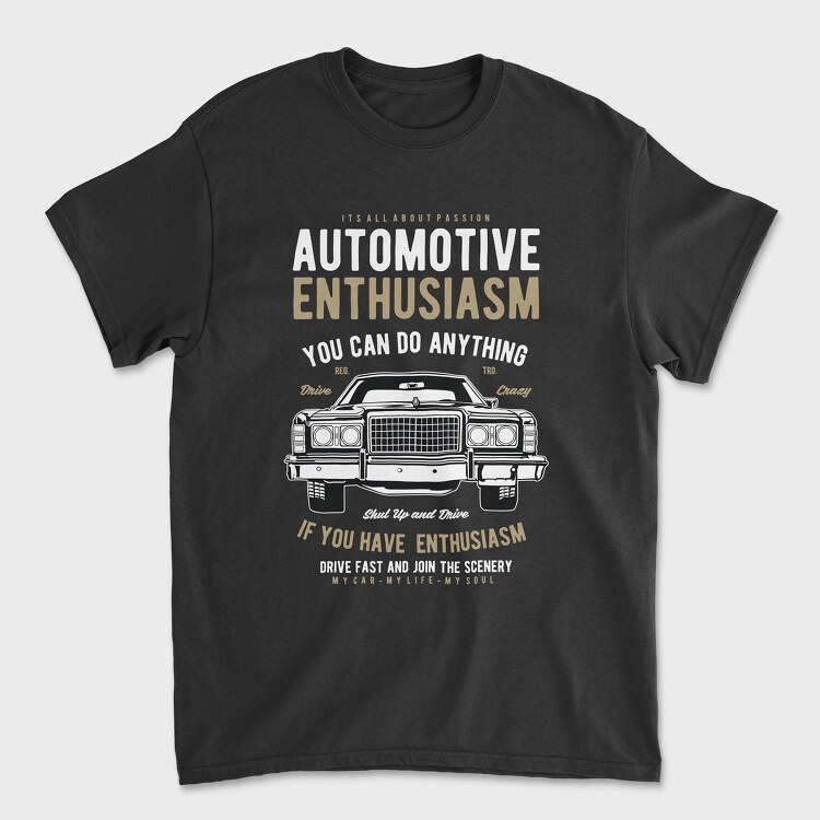 Automotive Enthusiasm, Унисекс Мъжка Тениска