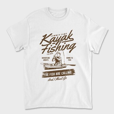 Kayak Fishing, Unisex Men's T-Shirt