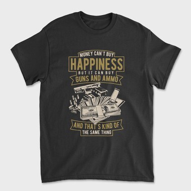 Money Can'T Buy Happiness, Unisex Men's T-Shirt