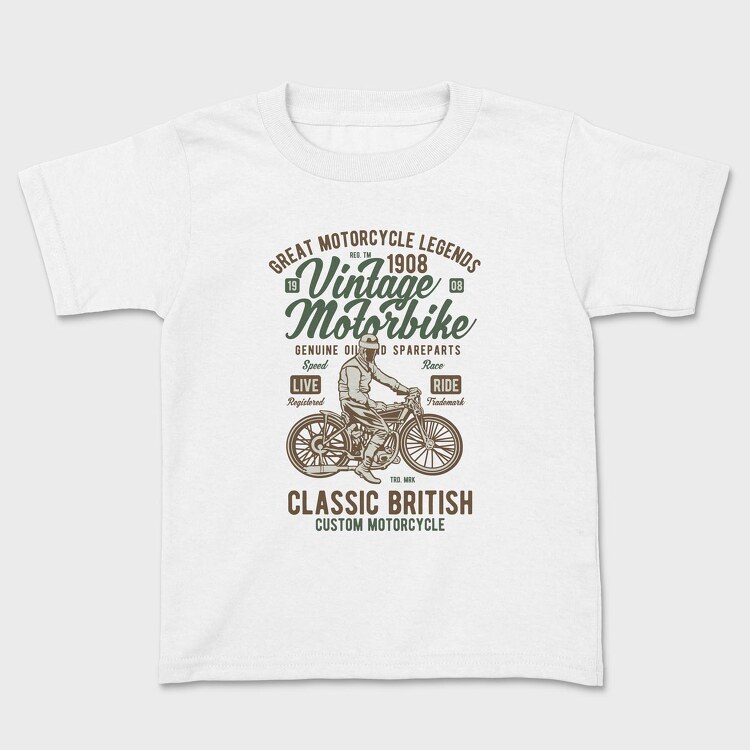 Vintage Motorbike, Kids' T-Shirt