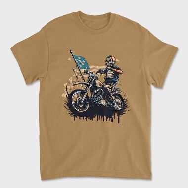 American Flag Skeleton Motocross Motorcycle, Unisex Men's T-Shirt