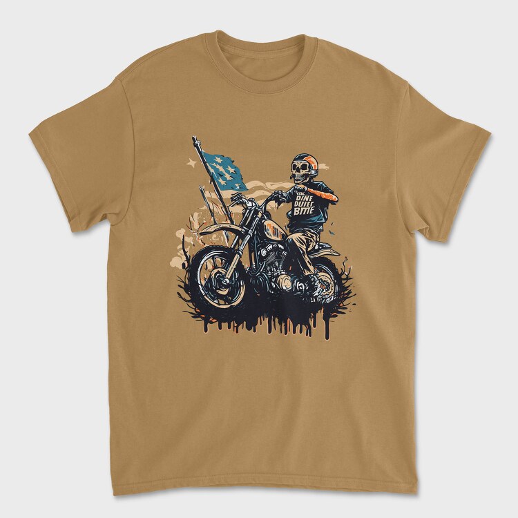 American Flag Skeleton Motocross Motorcycle, Unisex Men's T-Shirt