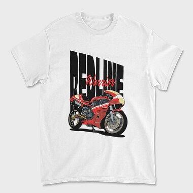 Унисекс Мъжка Тениска, Anime Style Motorcycle Drawing Phrase Redline Warrior