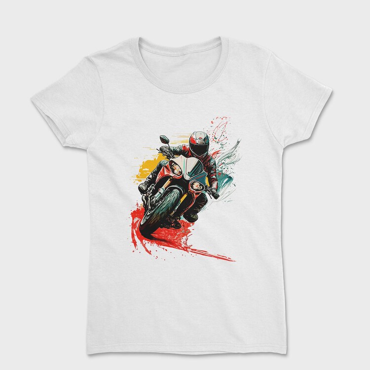 Colorful Explosion Sports Motorcycle Rider, Дамска Тениска