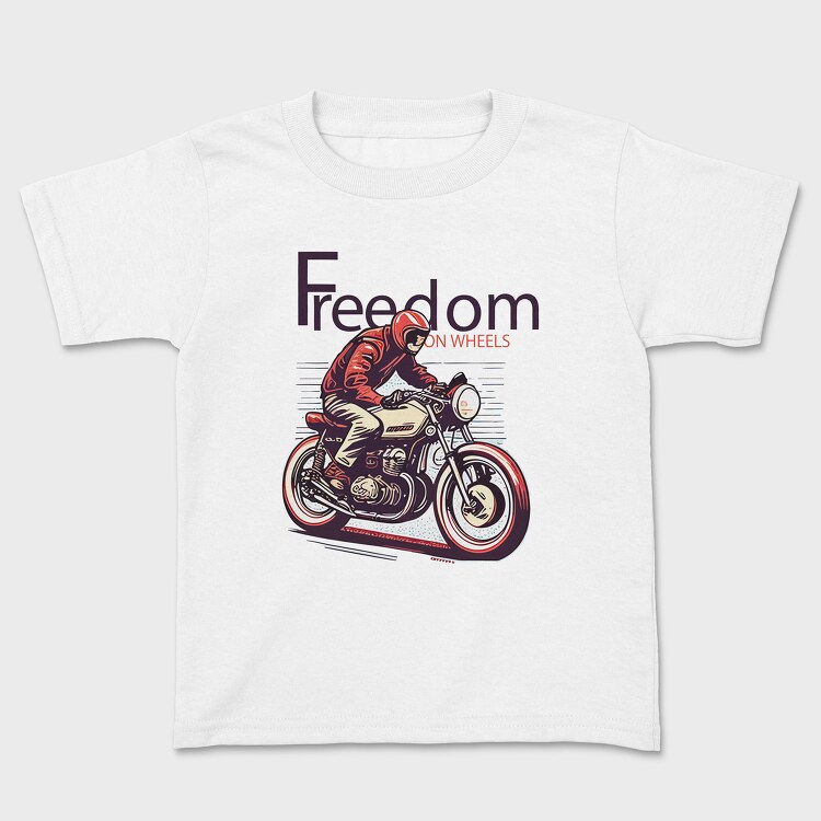 Freedom on Wheels Motorcycle Retro, Kids' T-Shirt