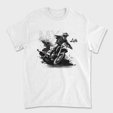 Motocross Rider Kicking Up Dirt Mx Life, Unisex Men's T-Shirt