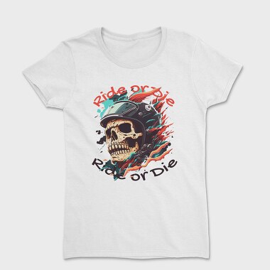 Motorcycle Helmet Skull Ride or Die, Women's T-Shirt