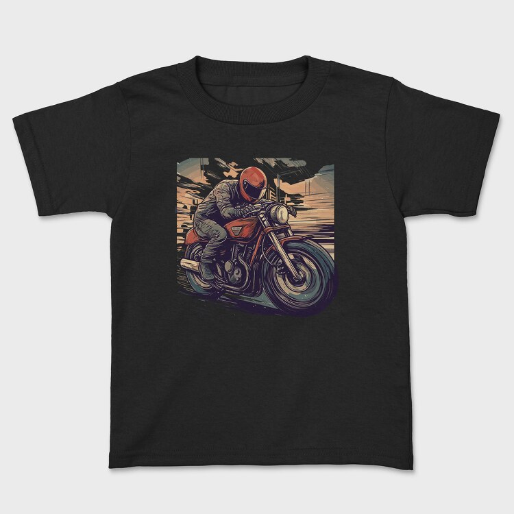 Motorcycle With Comic Rider, Kids' T-Shirt