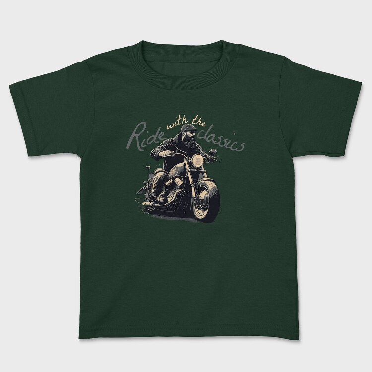 Motorcycle With Rider Ride With the Classics, Kids' T-Shirt