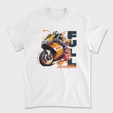 Racing Motorcycle With Rider Full Throttle, Unisex Men's T-Shirt