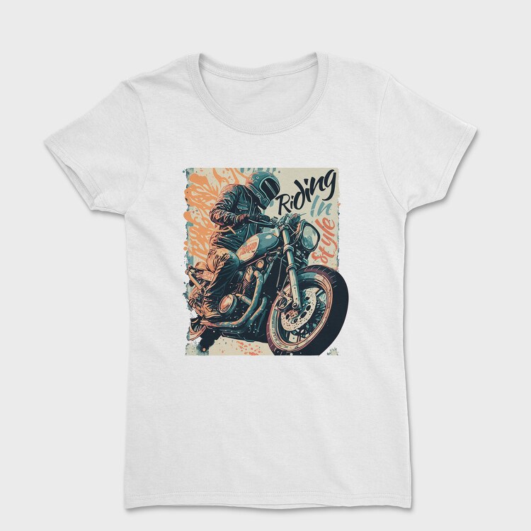 Riding in Style Motorcycle With Rider Artistic, Women's T-Shirt