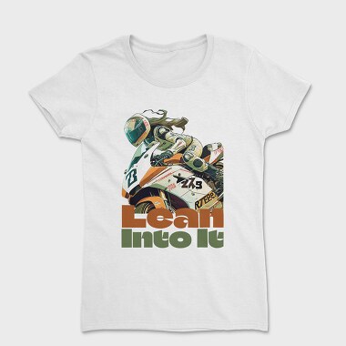 Tilted Competition Motorcycle With Rider Lean Into It, Women's T-Shirt