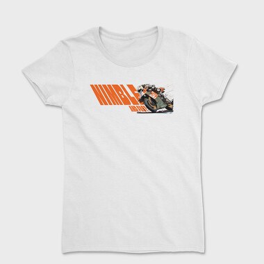 Tilted Competition Motorcycle With Rider Nimble and Fast, Women's T-Shirt
