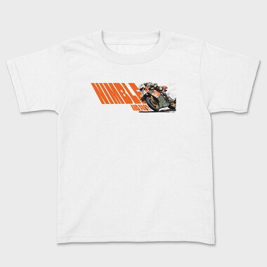 Tilted Competition Motorcycle With Rider Nimble and Fast, Kids' T-Shirt