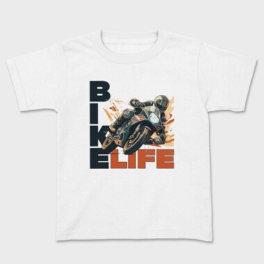 Tilted Racing Motorcycle Bike Life Cartoon, Kids' T-Shirt