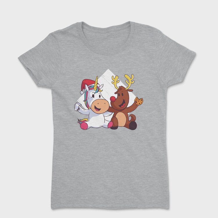 Unicorn Deer Christmas, Women's T-Shirt