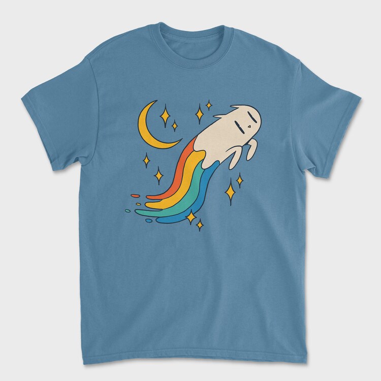 Flying Cat Rainbow, Унисекс Мъжка Тениска