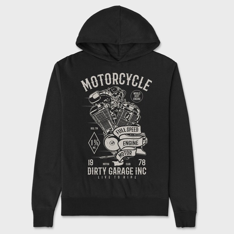 Motorcycle Full Speed Engine, Unisex Men's Hoodie