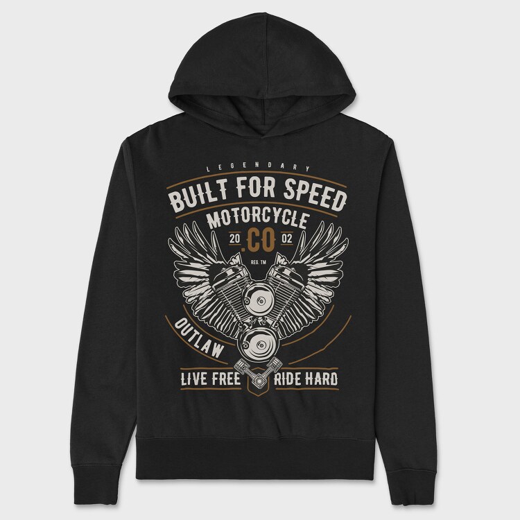 Built For Speed Motorcycle, Unisex Men's Hoodie