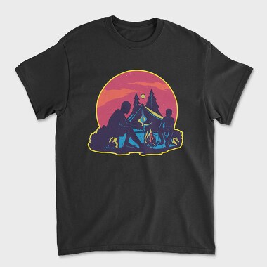 Dad And Son Night Camping, Unisex Men's T-Shirt