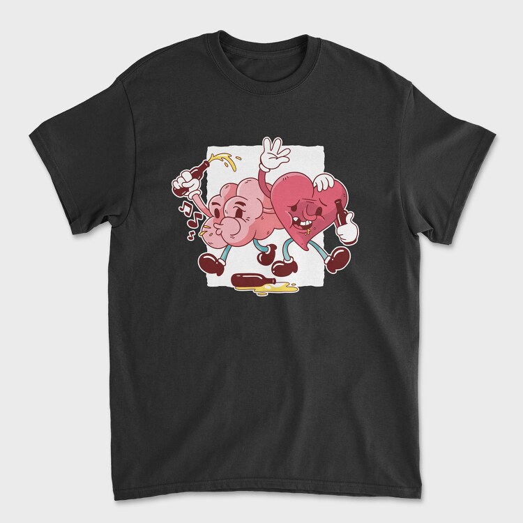 Drunk Heart And Brain, Унисекс Мъжка Тениска