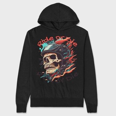 Motorcycle Helmet Skull Ride or Die, Unisex Men's Hoodie
