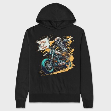 Ride or Die Skeleton Motorcycle Flag Art, Unisex Men's Hoodie